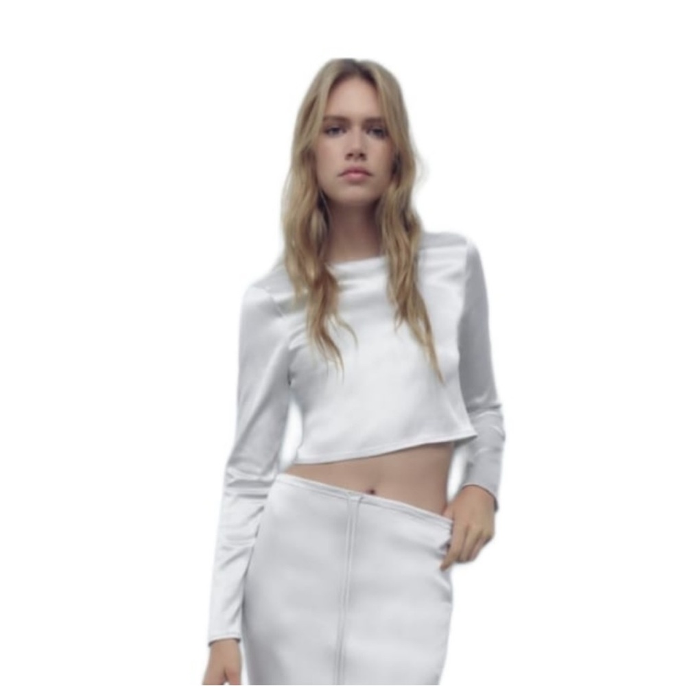 Silver Satin Crop Top